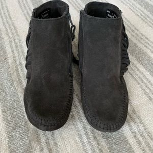 Minnetonka Gray Suede Bootie